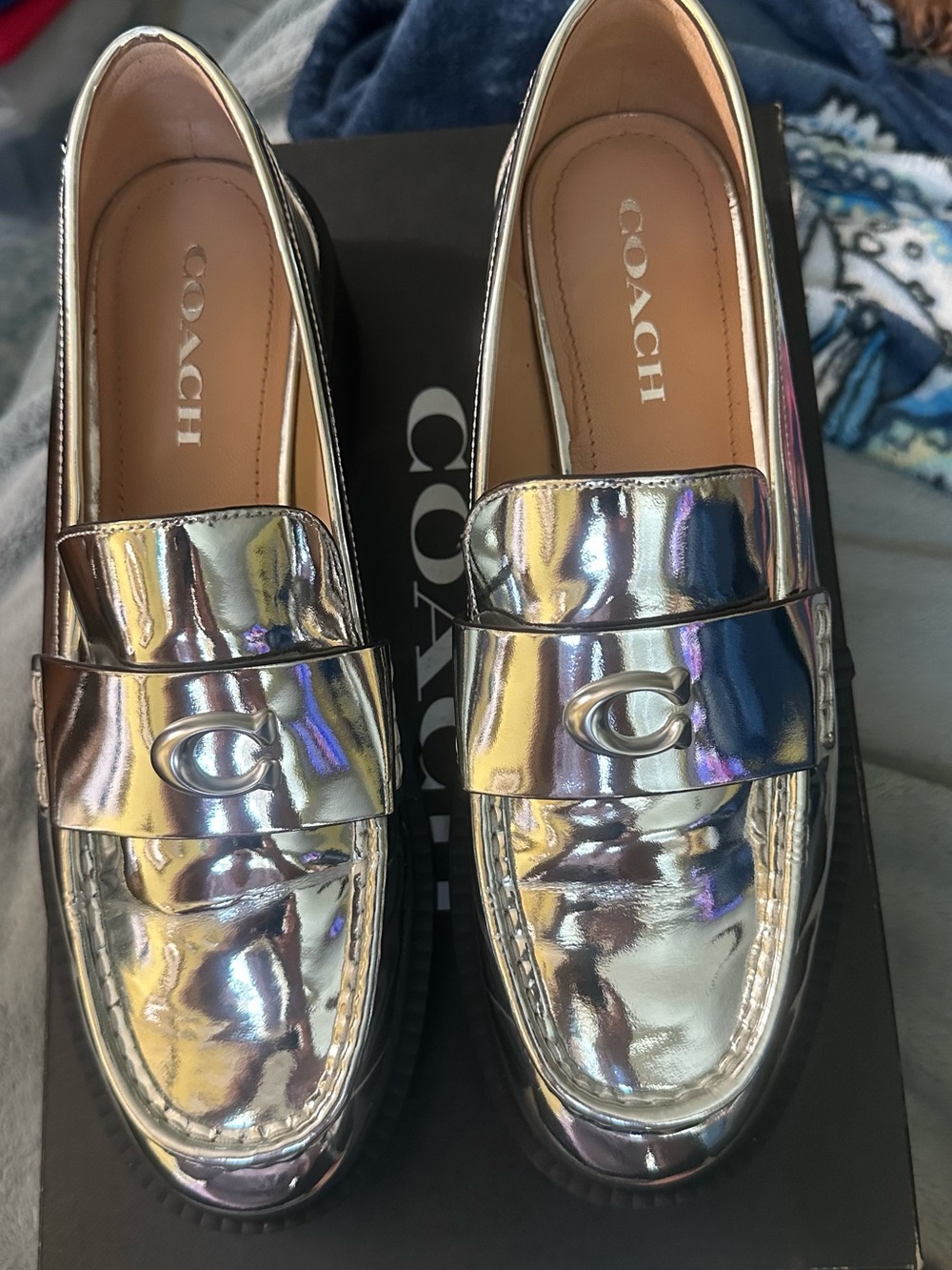 Coach women’s Leah Metallic Penny Loafers